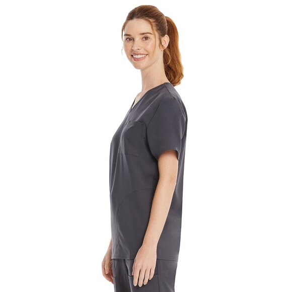 Two (2) New Women's Scrubstar Core Essentials V-Neck Scrubs Top Size L Pewter - Picture 4 of 6
